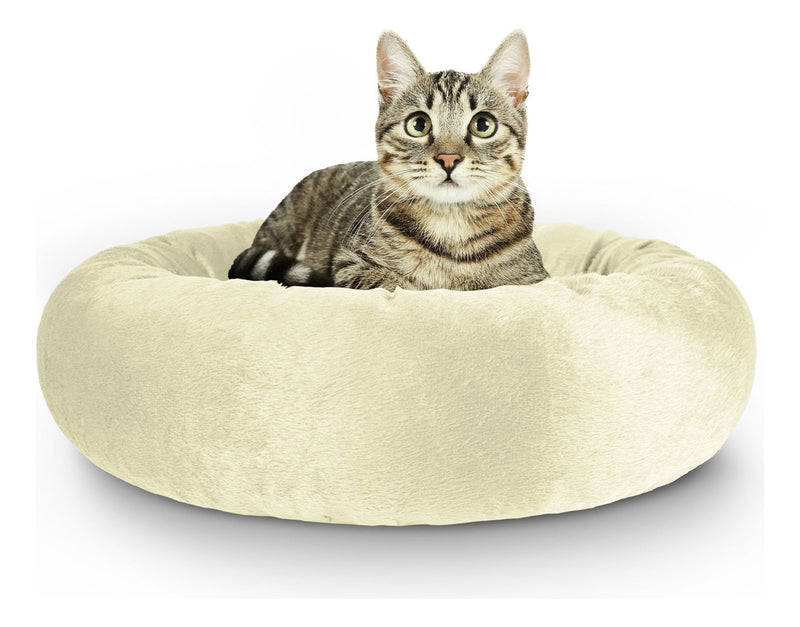 Cama Pet Luxo Cães Gatos Confortável Redonda Impermeável G Cor Marrom Desenho Liso