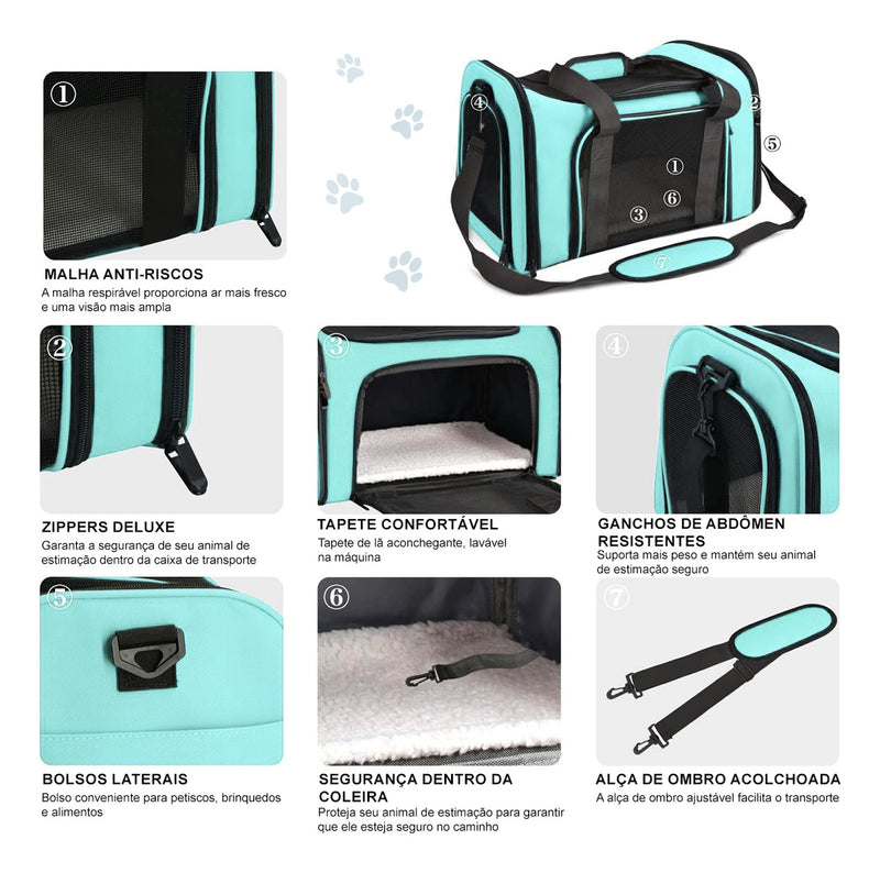 Bolsa Transporte Pet Caixa Transporte Médio Avião Paw Up Cor Verde