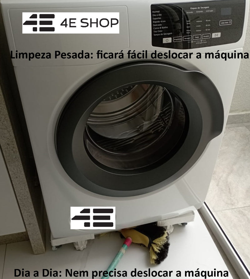 Suporte Geladeira Maquina De Lavar Lava E Seca 4 Pé 4 Roda