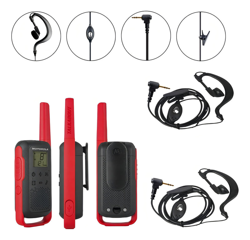 Rádio Comunicador Talkabout Motorola T210BR Alcance Até 32km UHF Cor Vermelho e Preto