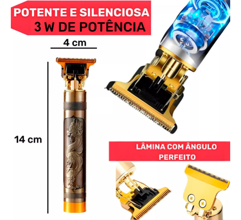 Maquina Acabamento Profissional Cabelo Barba Sem Fio Premium Cor Dourado Kamufla