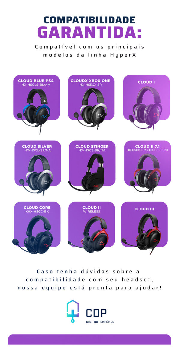 Espumas Earpad Almofadas Par Compatível com Hyperx Cloud Stinger Cloud Cor Preto Couro PU Casa do Periférico
