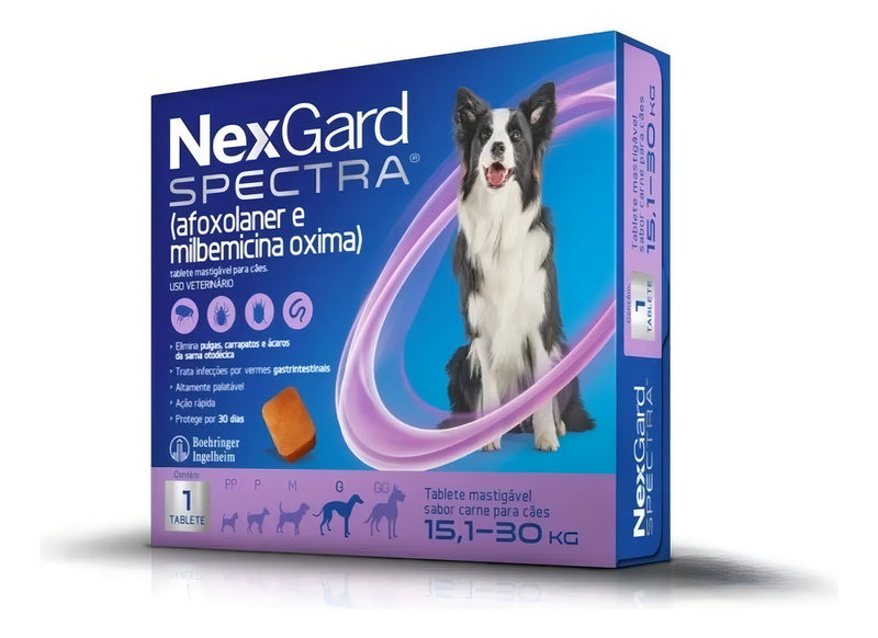 Comprimido antiparasitário para pulga carrapato vermes sarnas Merial NexGard Spectra TABLETE para cão de 15.1kg a 30kg