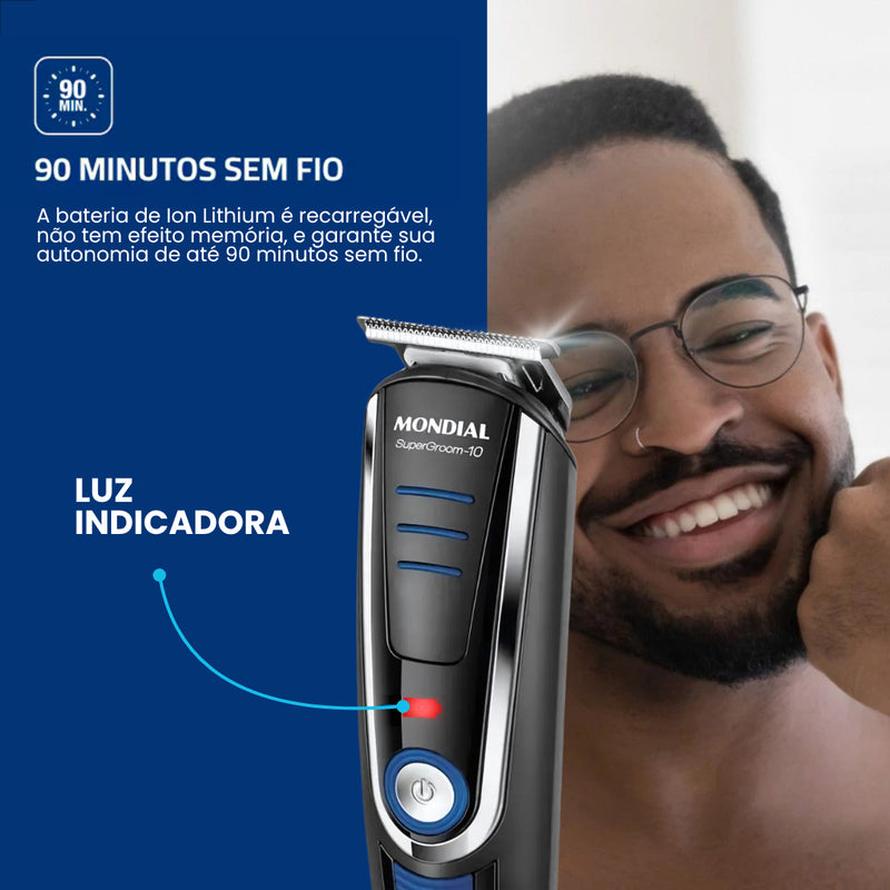 Barbeador Elétrico Maquina Barbear Aparelho Barba 3em1 Cor Preto/azul