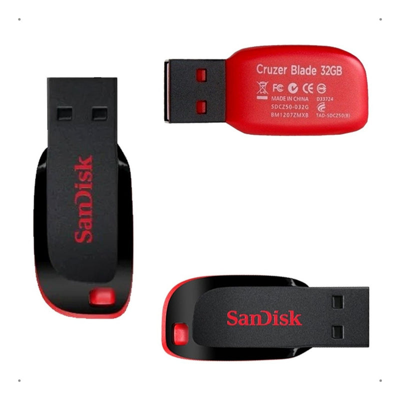 Pendrive Sandisk Cruzer Blade 32gb Usb 2.0 Sdcz50-032g-b35 Cor Preto Sem tampa