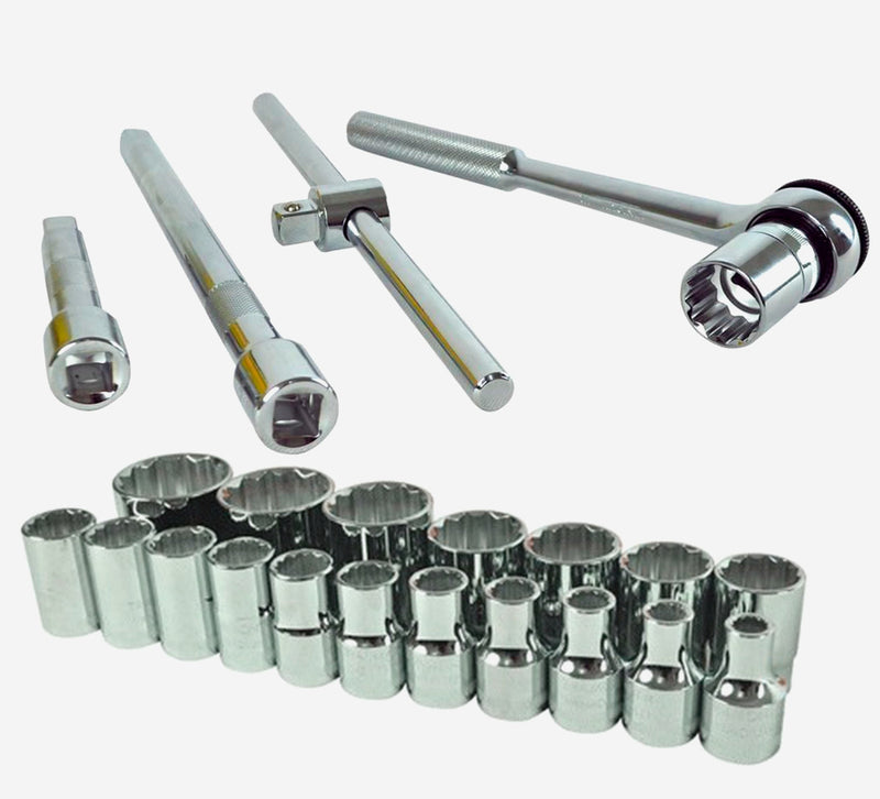 Jogo De Soquete Black Tools BCS022 Reversível 1/2 Pol Profissonal Com Catraca