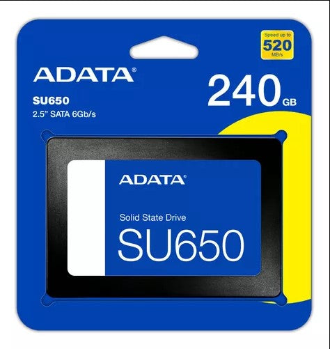 SSD240GB Adata 3 2.5 SU650 ASU650SS-240GT-R 240GB preto