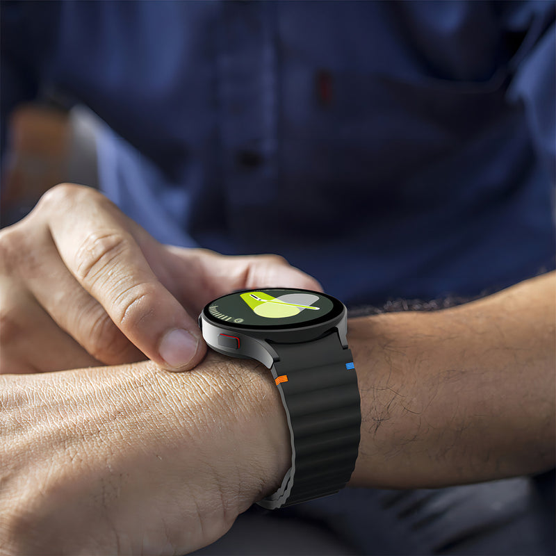 Pulseira De Silicone Ridge 3 Cores 123-alc-07 Marca 123smart Compavel Com Samsung Galaxy Watch 4 5 6 7 Fe 40mm 42mm 43mm 44mm 45mm 46mm 47mm Classic Pro - Cor Preto