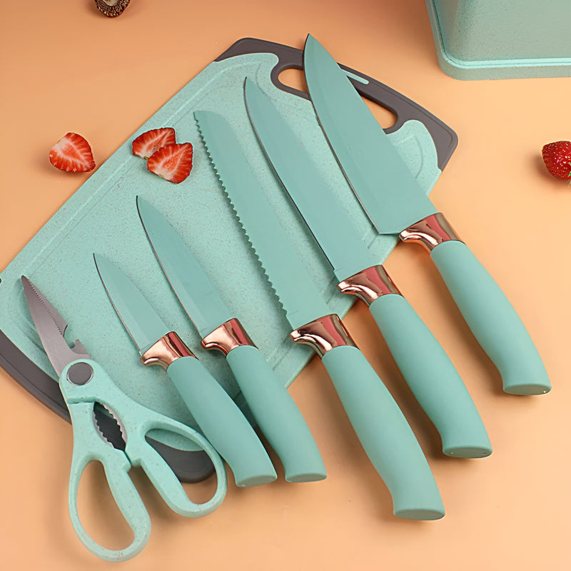 Kit Conjunto 19 Pçs De Utensílios Facas Silicone E Plástico