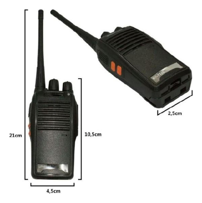 Kit 2 Radio Comunicador Walk Baofeng 777s Alcance 9km Bandas de freqüência UHF Cor Preto