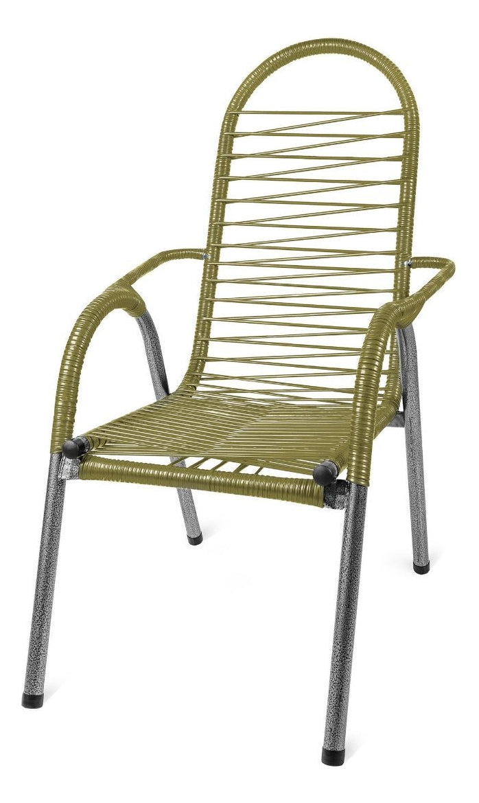 Kit 2 Cadeira De Descanso Enrolada Com Fio De Pvc Bem Forte Cor Azul Lisa