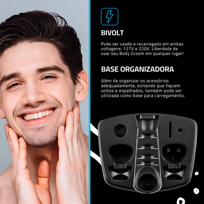 Barbeador Elétrico Maquina Barbear Aparelho Barba 3em1 Cor Preto/azul