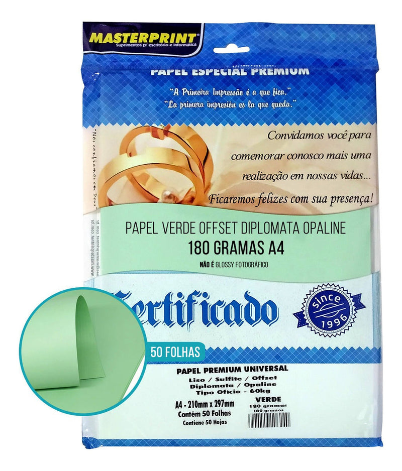Kit 200 Folhas Papel Fotografico A4 Glossy 180g Masterprint Cor Branco