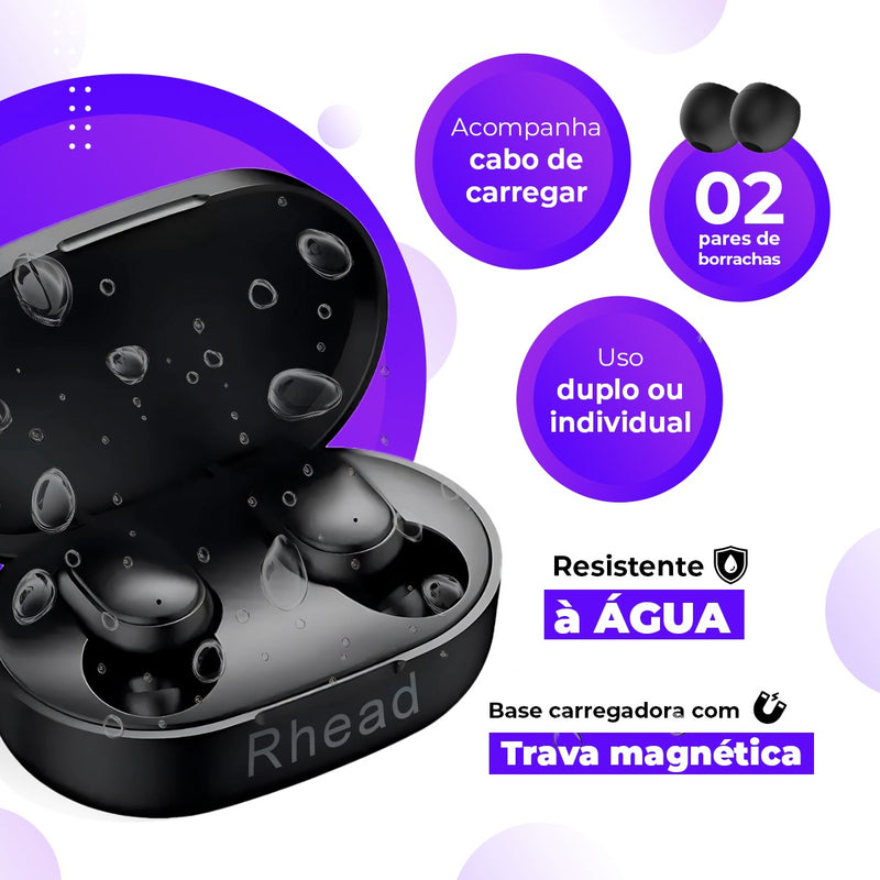 Fone De Ouvido Bluetooth Sem Fio Tws Bateria De Longa Duração e Conexão Ultra Rápida RHEAD