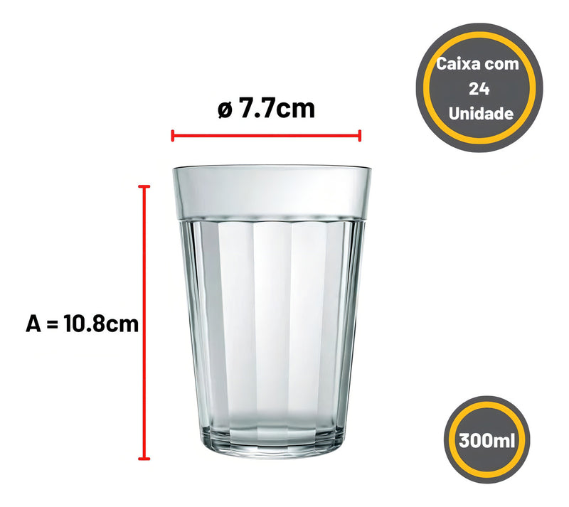 Copo Americano Multiuso Long Drink 300ml Kit Com 24 Un Nadir Cor Transparente