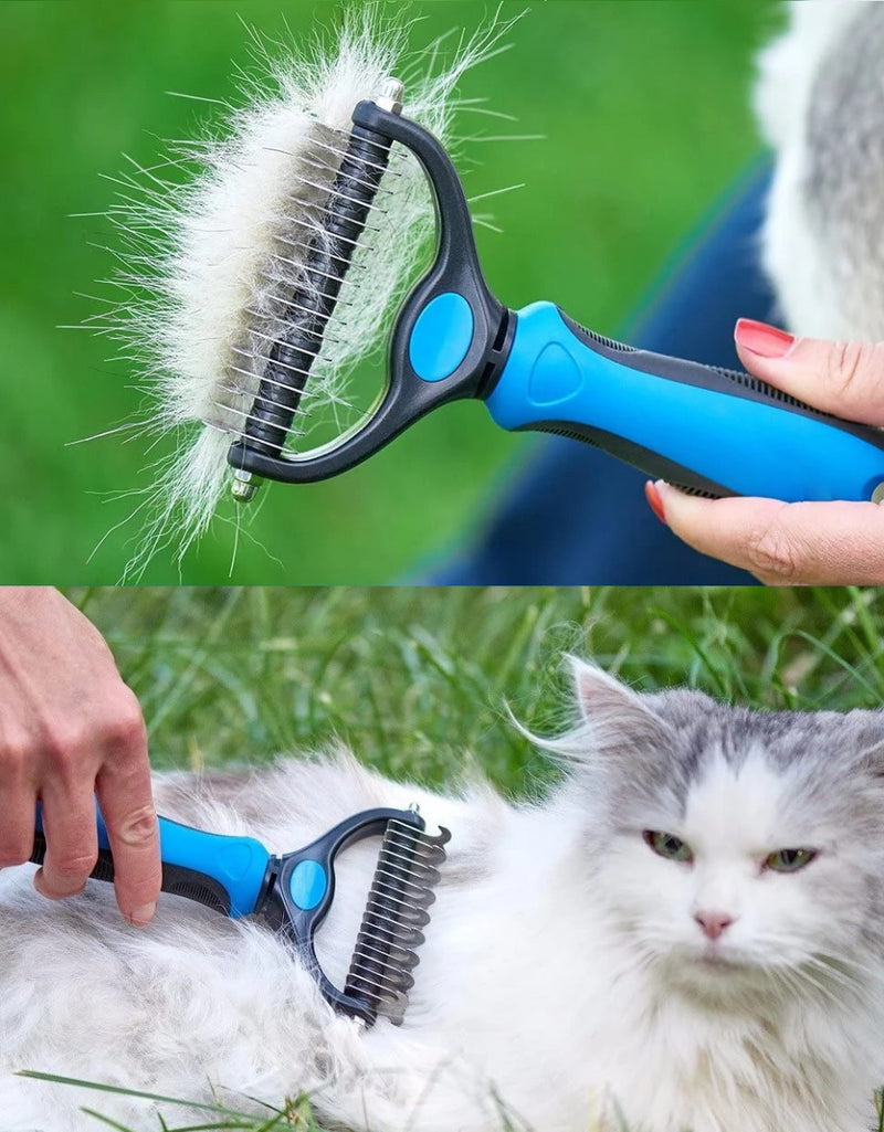 Rasqueadeira Removedor Tira Pelos Mortos Pets Gatos Grande Cor Azul E Preto - G