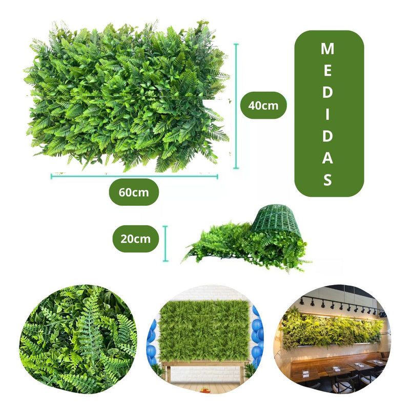 Placa De Mini Samambaia Eucalipto 40x60 Jardim Vertical Luxo Muro Ingles Para Área Interna Externa
