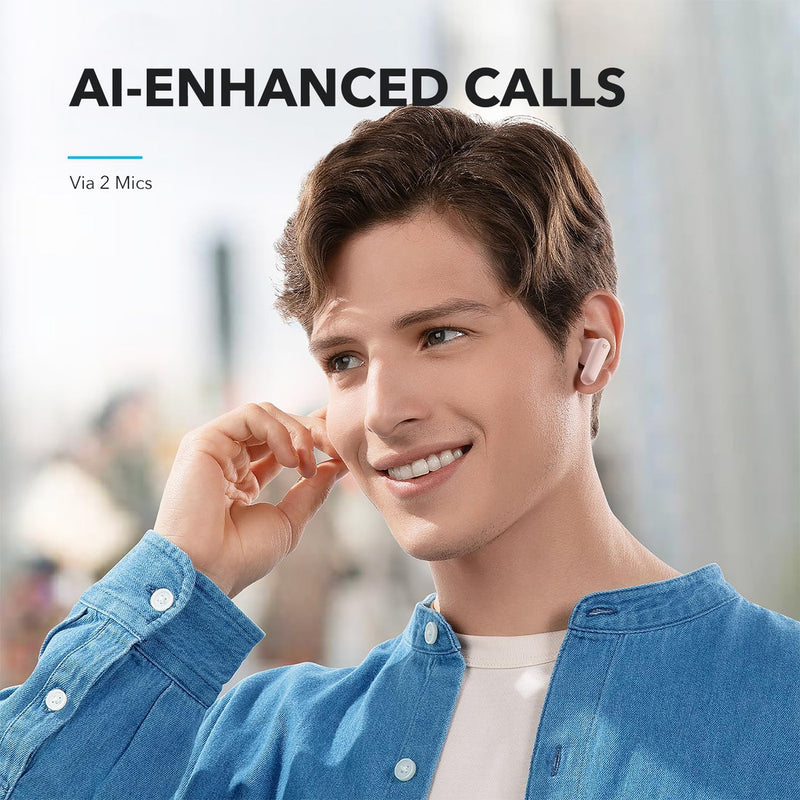 Fone de Ouvido Soundcore P20i Bluetooth 5.3 Grave Potente Drivers 10mm 30h Bateria Carregamento Rápido App Personalização De Som Via App IPX5 2 Mics IA para Chamadas Claras Case Compacto Cor Azul