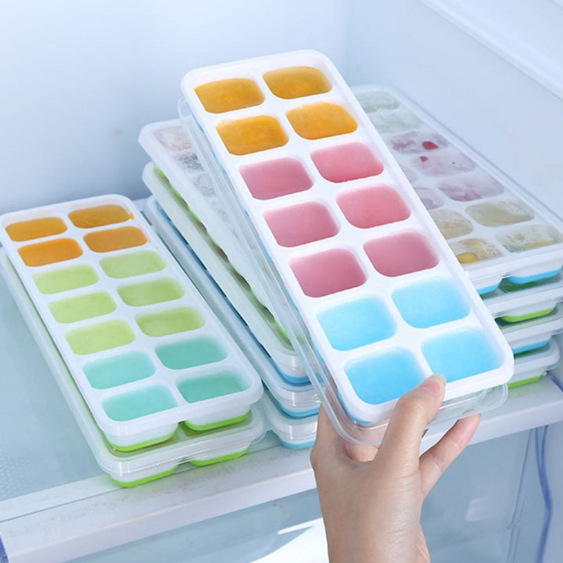 4 Formas De Gelo Cubo Tampa Rígida E Fundo Flexível Silicone