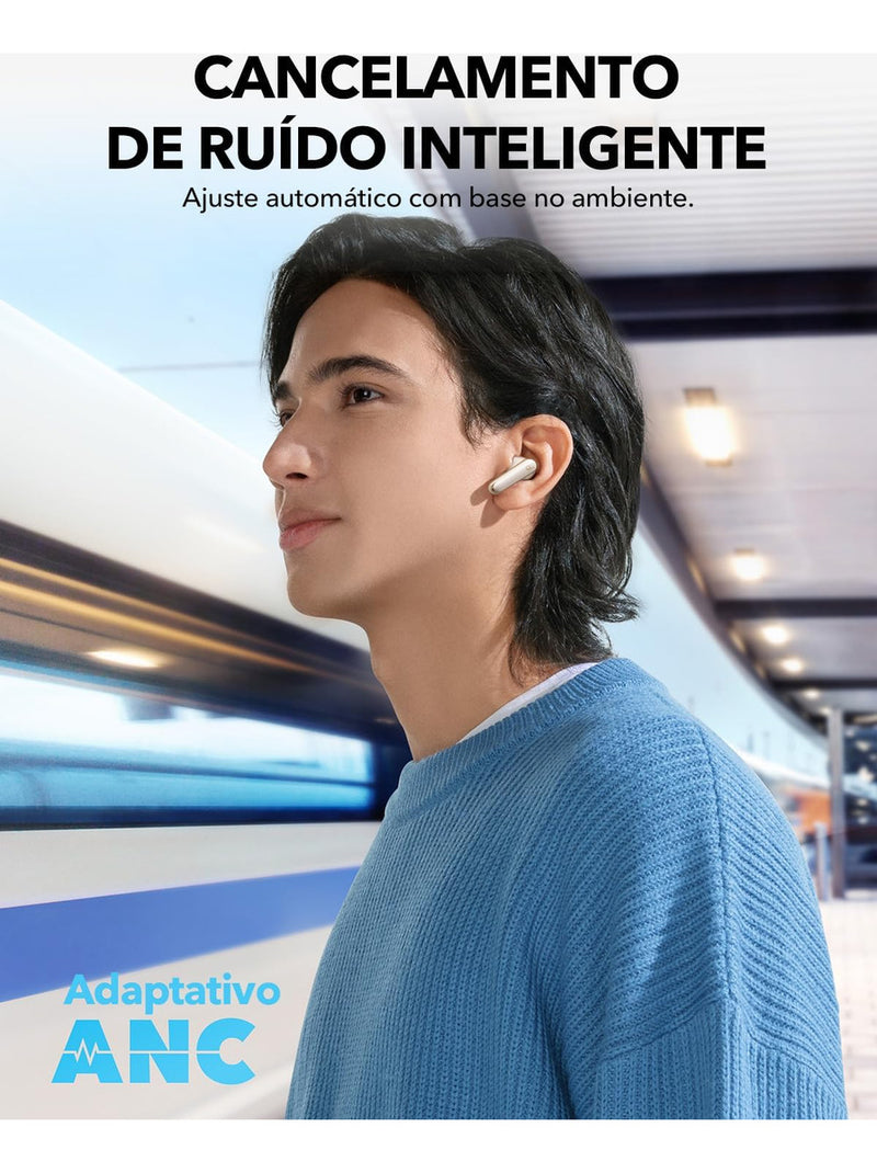 Fone De Ouvido In ear Soundcore by Anker P40i com Cancelamento Ativo de Ruído Automático Graves Poderosos 60H de Reprodução Estojo 2 em 1 Suporte IPX5 Carregamento Sem Fio Bluetooth 5.3 Cor Preto