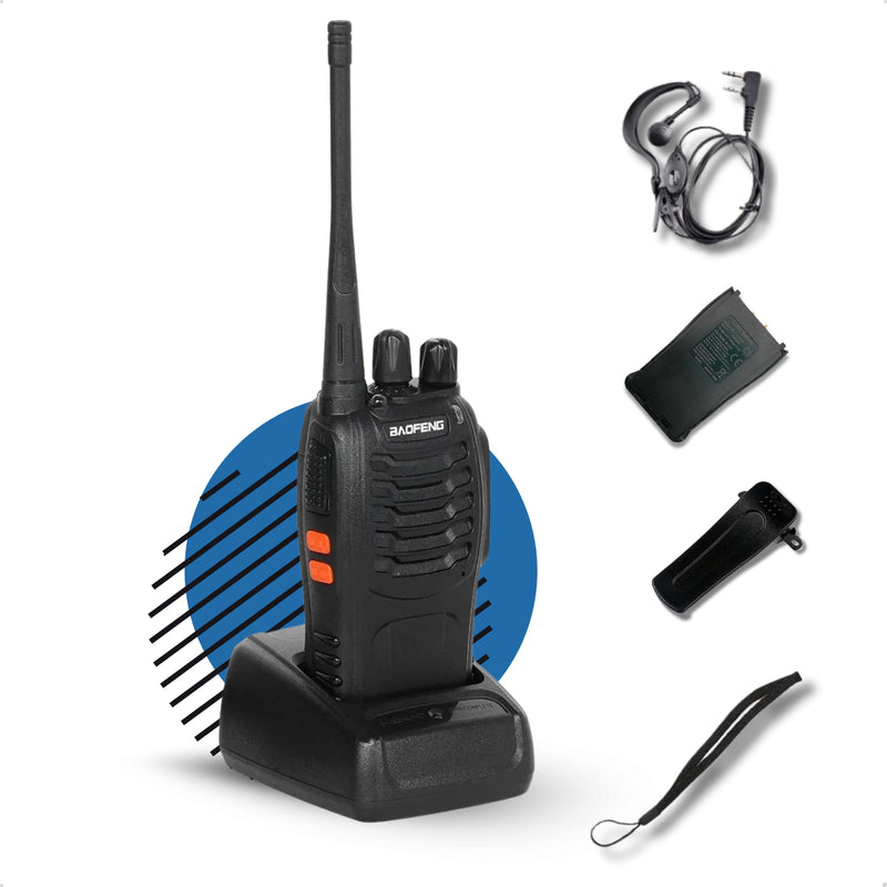 1 Unidade Rádio Baofeng 777S HT 12Km Segurança Profissional Walk Talk 16 Canais UHF Recarregável Kit com Fone de Ouvido