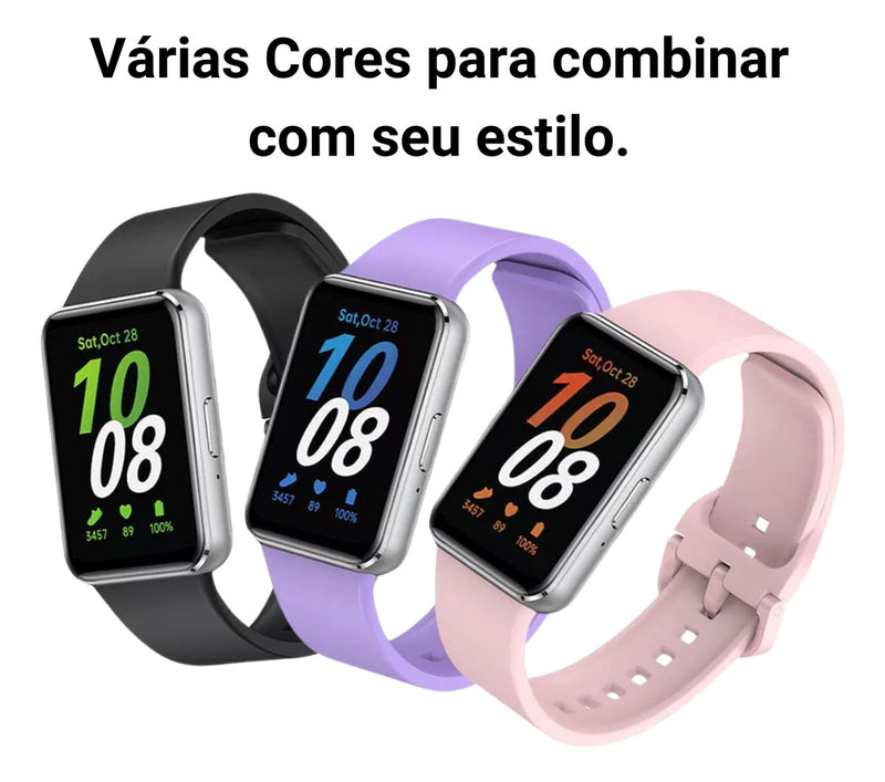 Pulseira Fecho Silicone Para Samsung Galaxy Fit 3 Sm-r390 Cor Nude Largura Da Pulseira 20 Mm