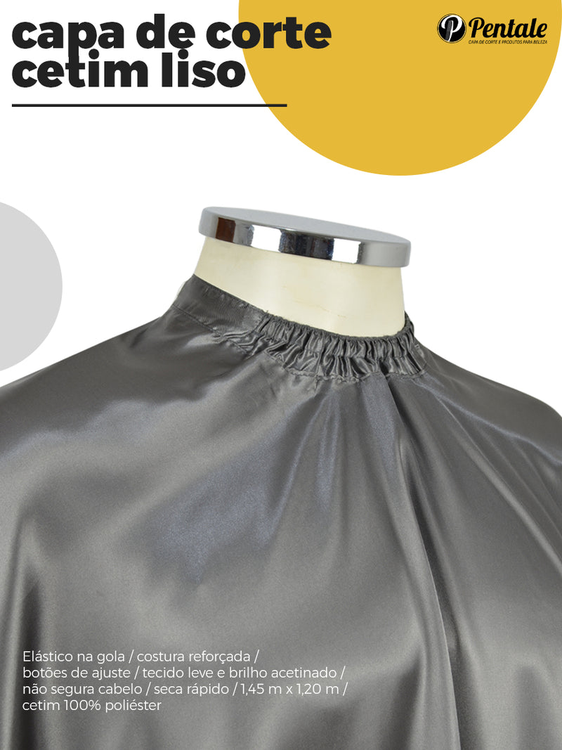 Capa De Corte Cabeleireiro Barbearia Cetim Preto Pentale