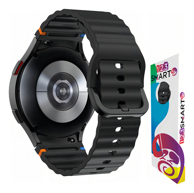 Pulseira De Silicone Ridge 3 Cores 123-alc-07 Marca 123smart Compavel Com Samsung Galaxy Watch 4 5 6 7 Fe 40mm 42mm 43mm 44mm 45mm 46mm 47mm Classic Pro - Cor Preto