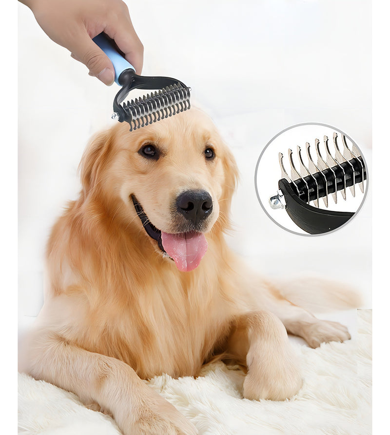 Rasqueadeira Removedor Tira Pelos Mortos Pets Gatos Grande Cor Azul E Preto - G