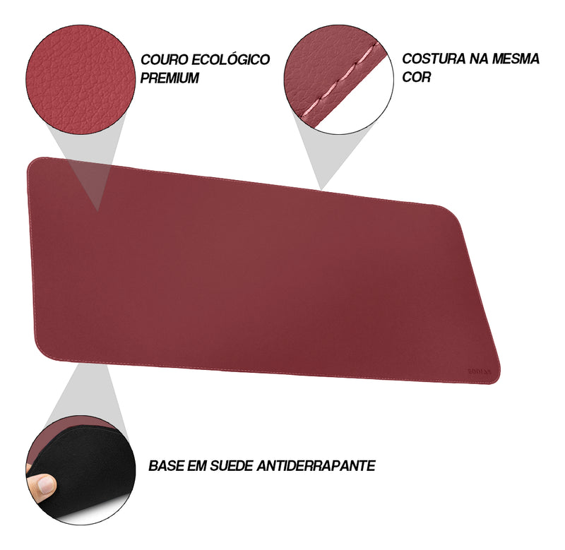 Mousepad Grande Preto 90x40 Deskpad Couro Antiderrapante Mesa Computador Notebook Eddias
