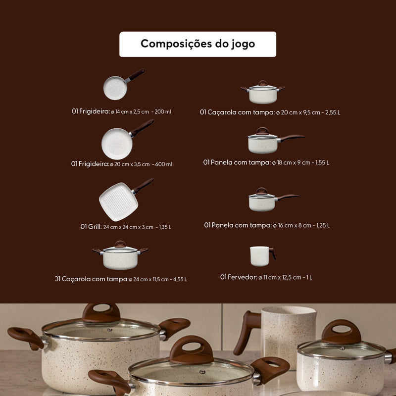 Conj de Panelas 8 Peças Ceramic Life Smart Plus Vanilla - Brinox