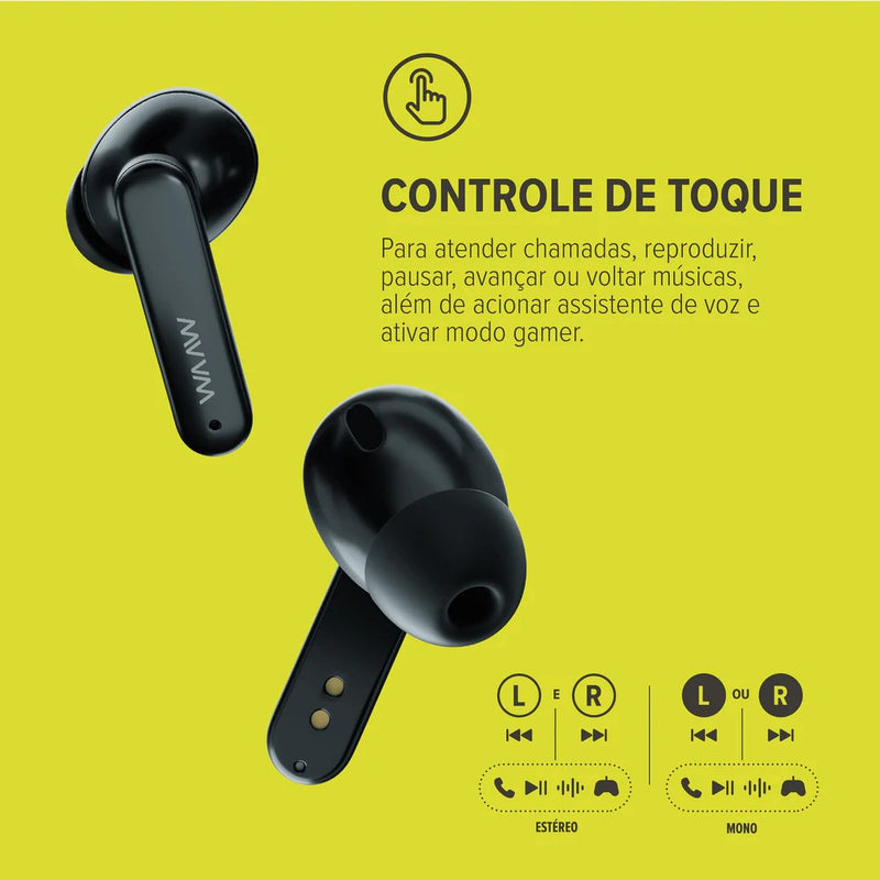 Fone de Ouvido Bluetooth WAAW by ALOK Energy 100EBG com Microfone e Modo Gamer