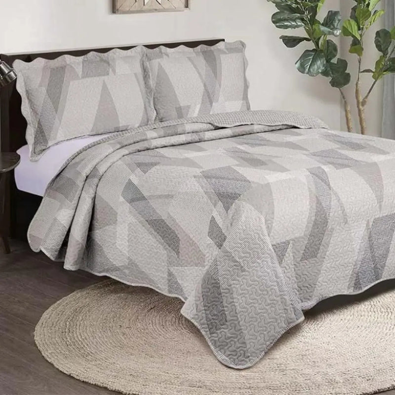 Kit Cobre Leito Colcha King Patchwork Evolution Dupla Face 3 pçs Camesa