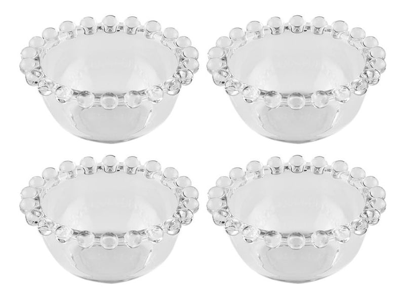 Conj. 4 Mini Bowls Cristal Pearl Bolinha Transp 9x4cm Wolff