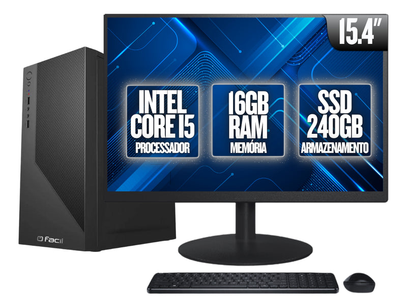 Computador Completo 2eletro Office Fácil Intel Core I5, 16gb Ram, Ssd 240gb, Monitor Led 15.4 - Cdf-0101of