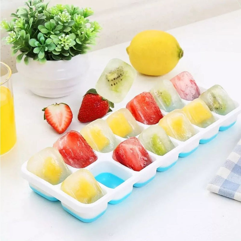 4 Formas De Gelo Cubo Tampa Rígida E Fundo Flexível Silicone