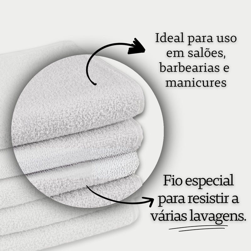 Kit 20 Toalhas Rosto Clássica P/ Salão De Beleza Reforçada Cor Branco