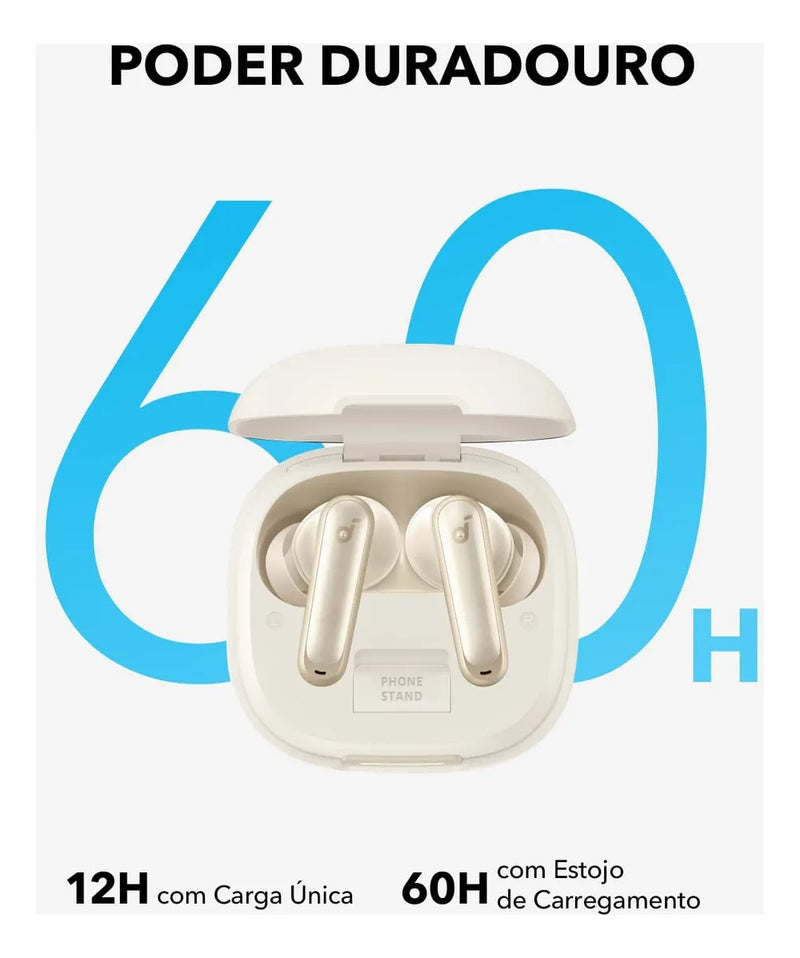 Fone De Ouvido In ear Soundcore by Anker P40i com Cancelamento Ativo de Ruído Automático Graves Poderosos 60H de Reprodução Estojo 2 em 1 Suporte IPX5 Carregamento Sem Fio Bluetooth 5.3 Cor Preto