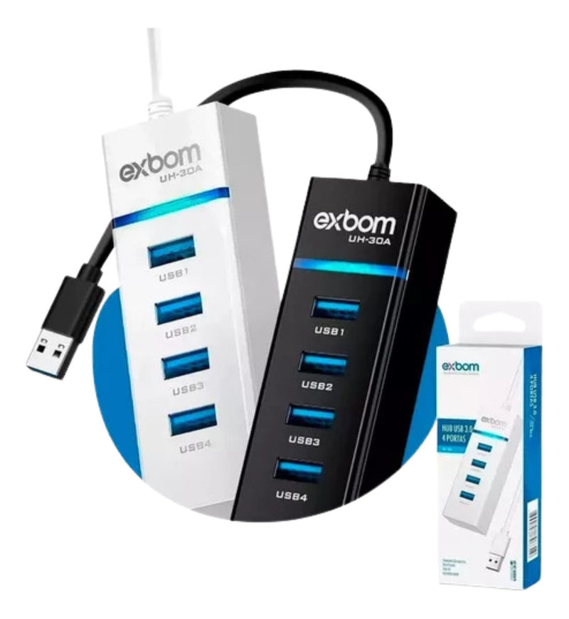 Exbom UH-30A hub USB 3.0 extensor preto