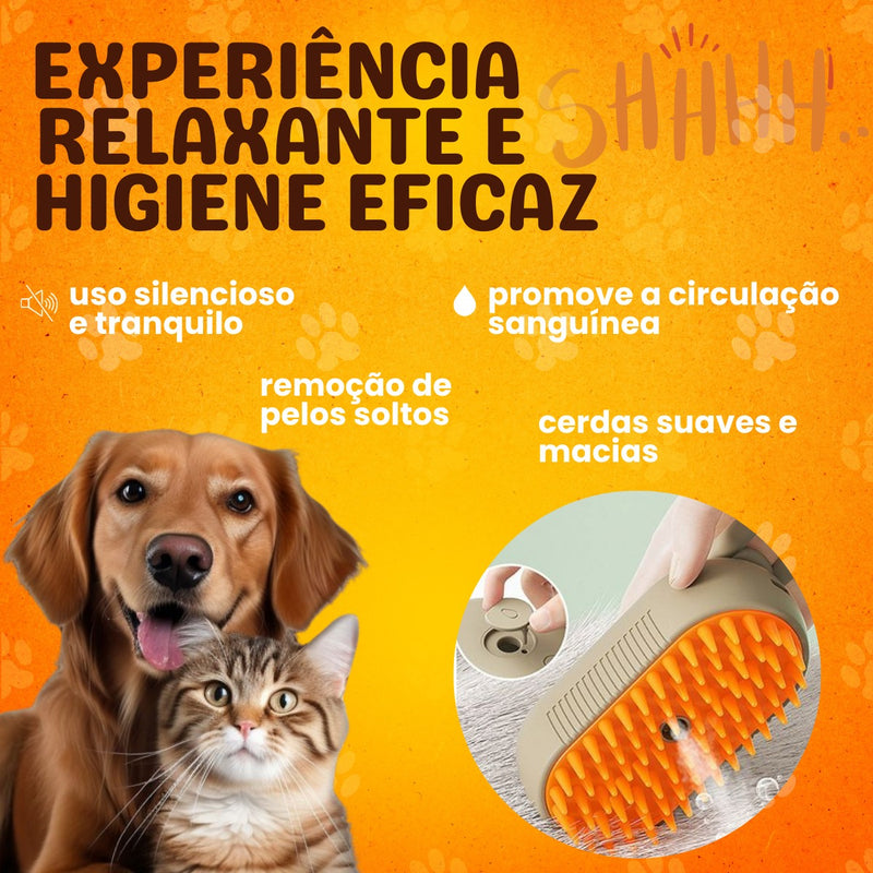Escova A Vapor 3 Em 1 Pet Removedor Pelos Para Gatos E Cães