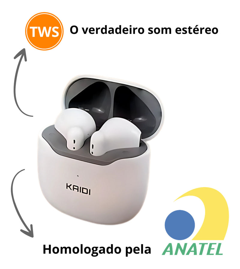 Fone Ouvido Sem Fio Bluetooth V5.1 Kaidi-771 True Wirelees Cor Preto