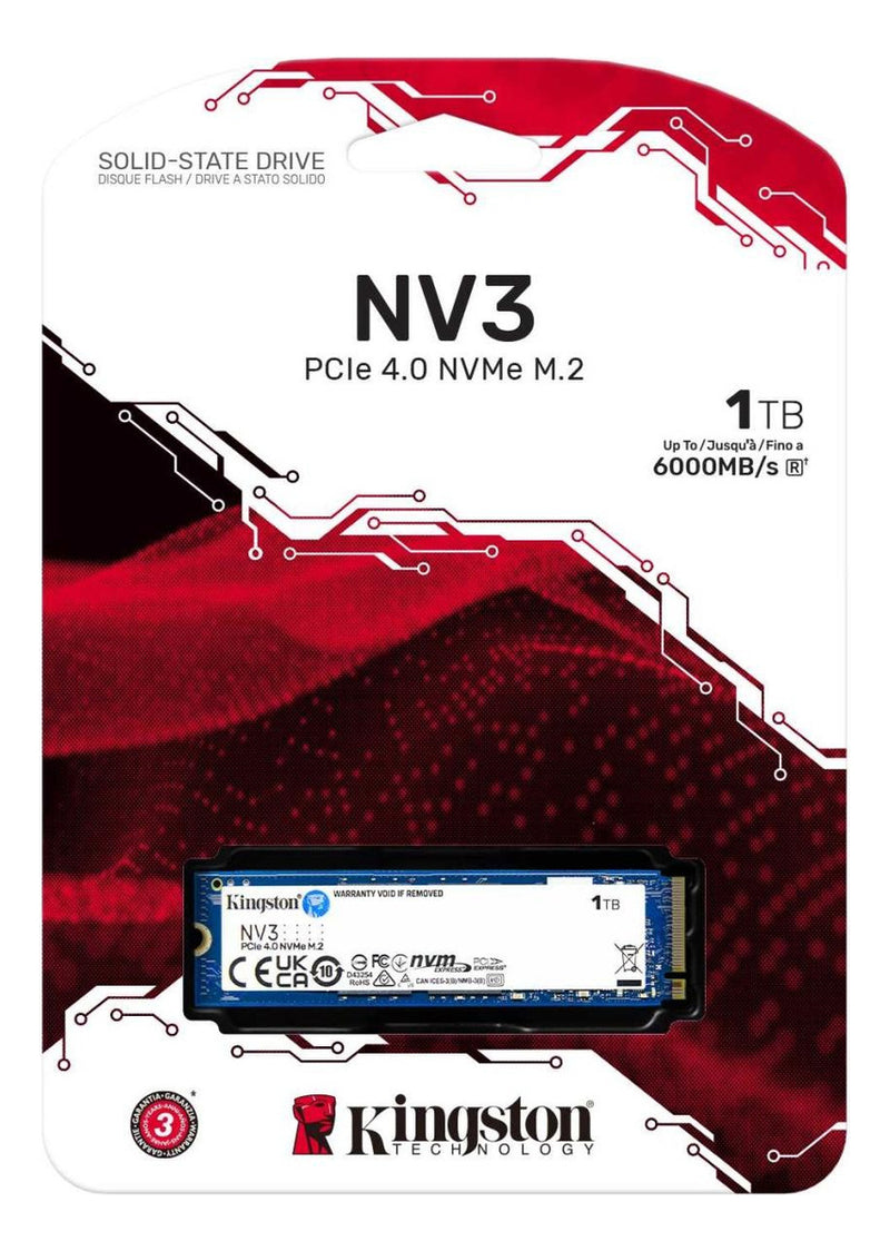 Ssd M.2 2280 Nvme Kingston 1tb Nv3 Snv3s/1000g Pci-e Gen 4.0 Formato M.2 2280 Velocidade De Leitura Até 6000 Mb/s E Gravação Até 4000 Mb/s Cor Azul-escuro