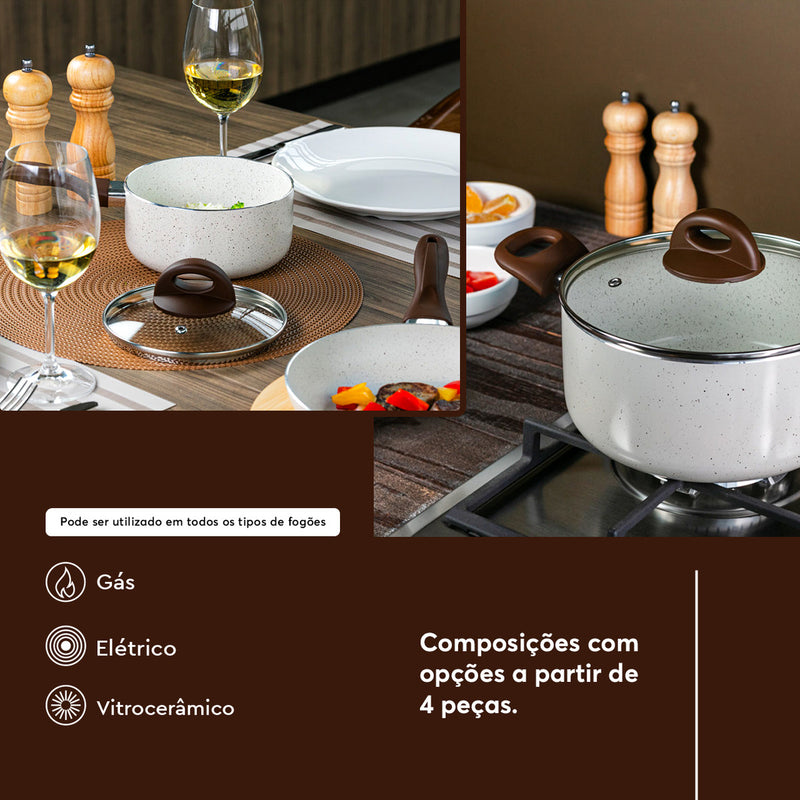 Conj de Panelas 8 Peças Ceramic Life Smart Plus Vanilla - Brinox