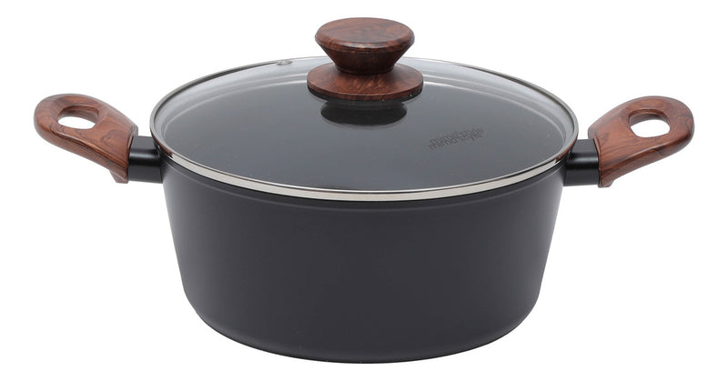 Jogo de panelas de cozinha Mimo Style Cook Fundo de Tripla Indução com 10 peças de alumínio marmol vanila