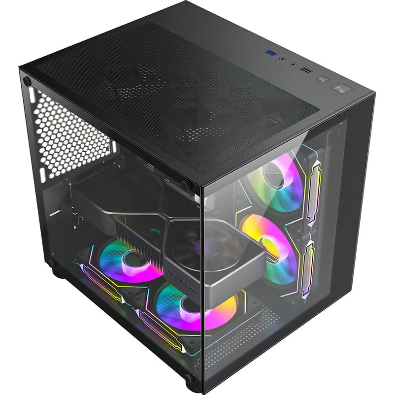 Gabinete Gamer Hayom Aquário Com 4 Cooler Fan Led Rgb