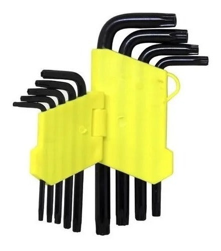 Jogo de Chave Torx Fertak Pequena 9 Peças T10 A T50 Com Furo Tipo L 2409 Cor Preto