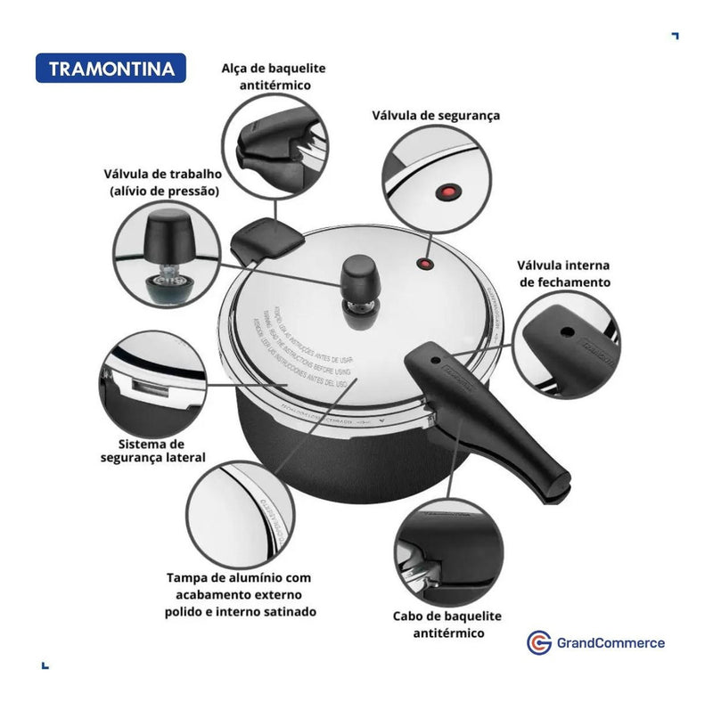 Tramontina 6,0l Vancouver 24 Cm Grande Panela De Pressão