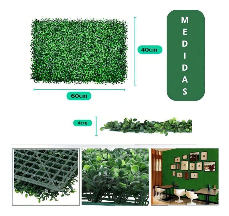 Kit 10 Placa Grama De Buchinho 40x60 Jardim Vertical Artificial Para Area Interna e Externa Com Proteção UV