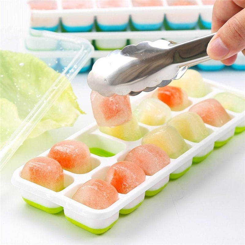 4 Formas De Gelo Cubo Tampa Rígida E Fundo Flexível Silicone