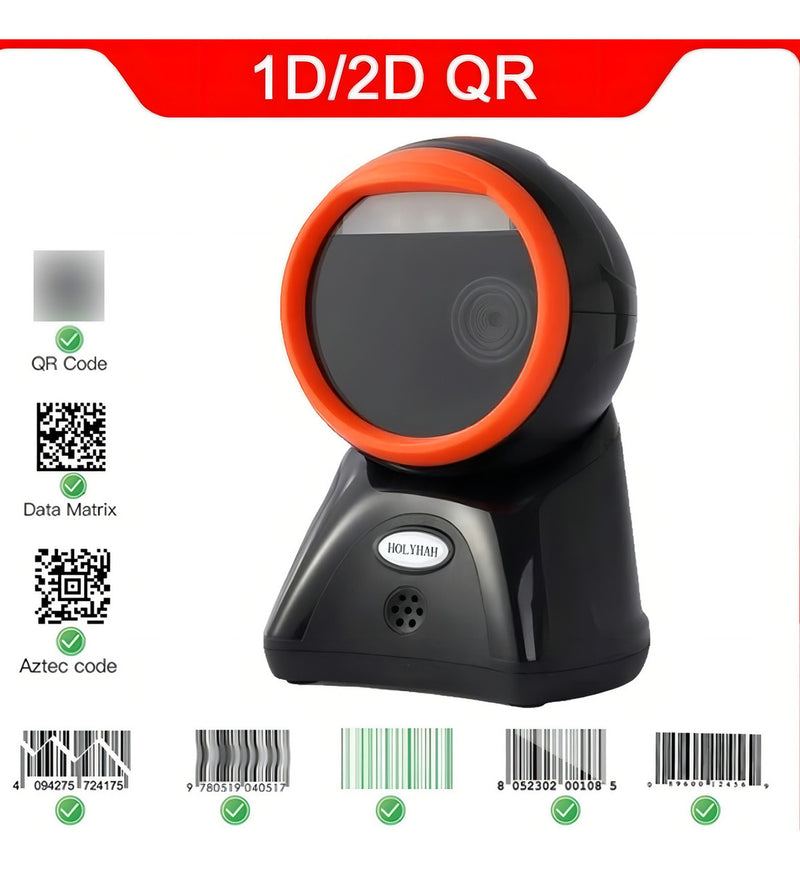 Leitor De Código De Barras Fixo Pdv Usb 1d 2d Qr Code Baisec Cor Preto